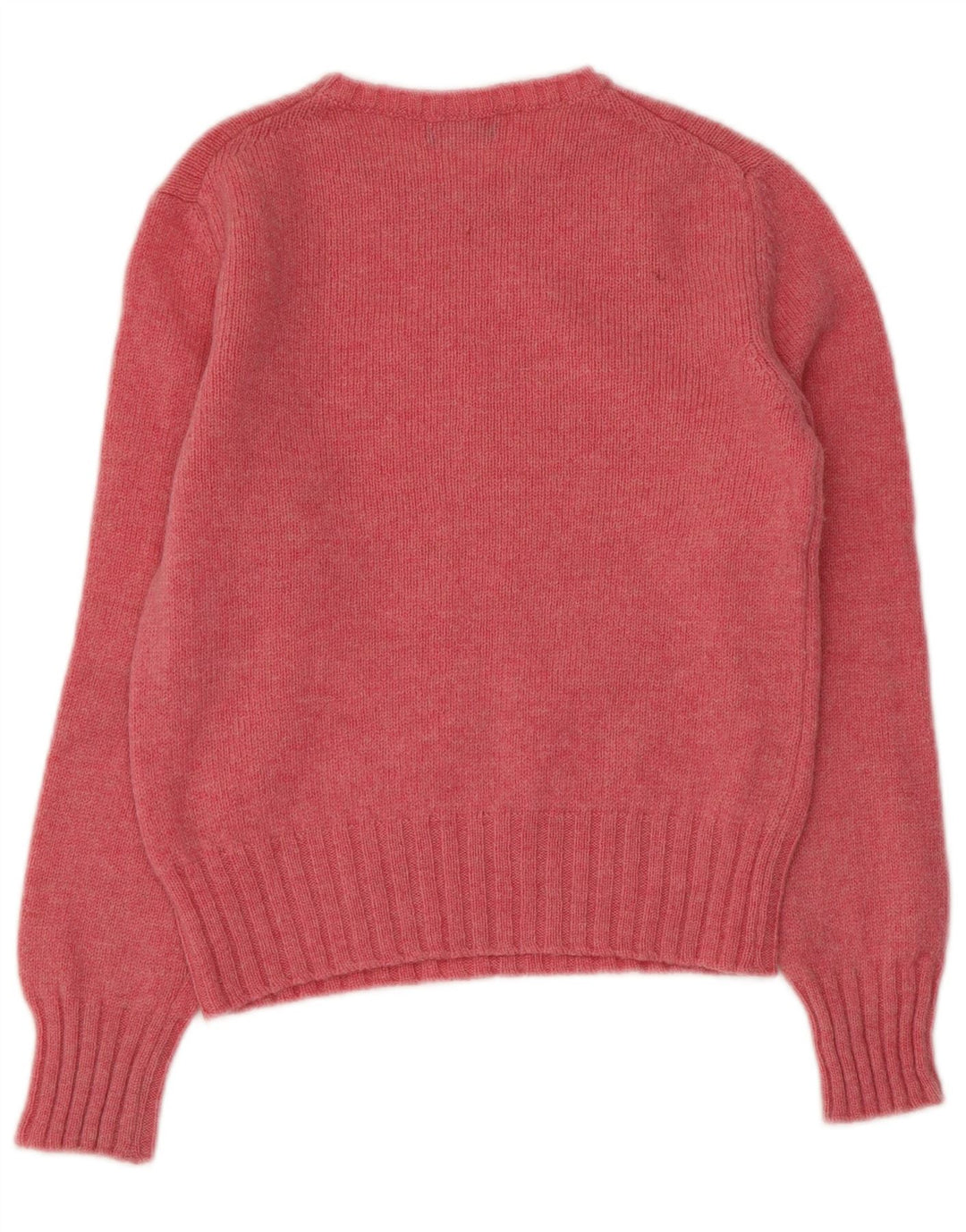 BENETTON Womens Crop Graphic Boat Neck Jumper Sweater UK 8 Small Pink