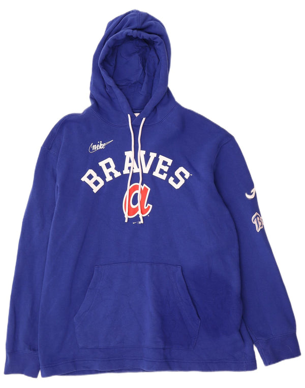 Nike Mens Atlanta Braves Graphic Hoodie Jumper Medium Blue Cotton