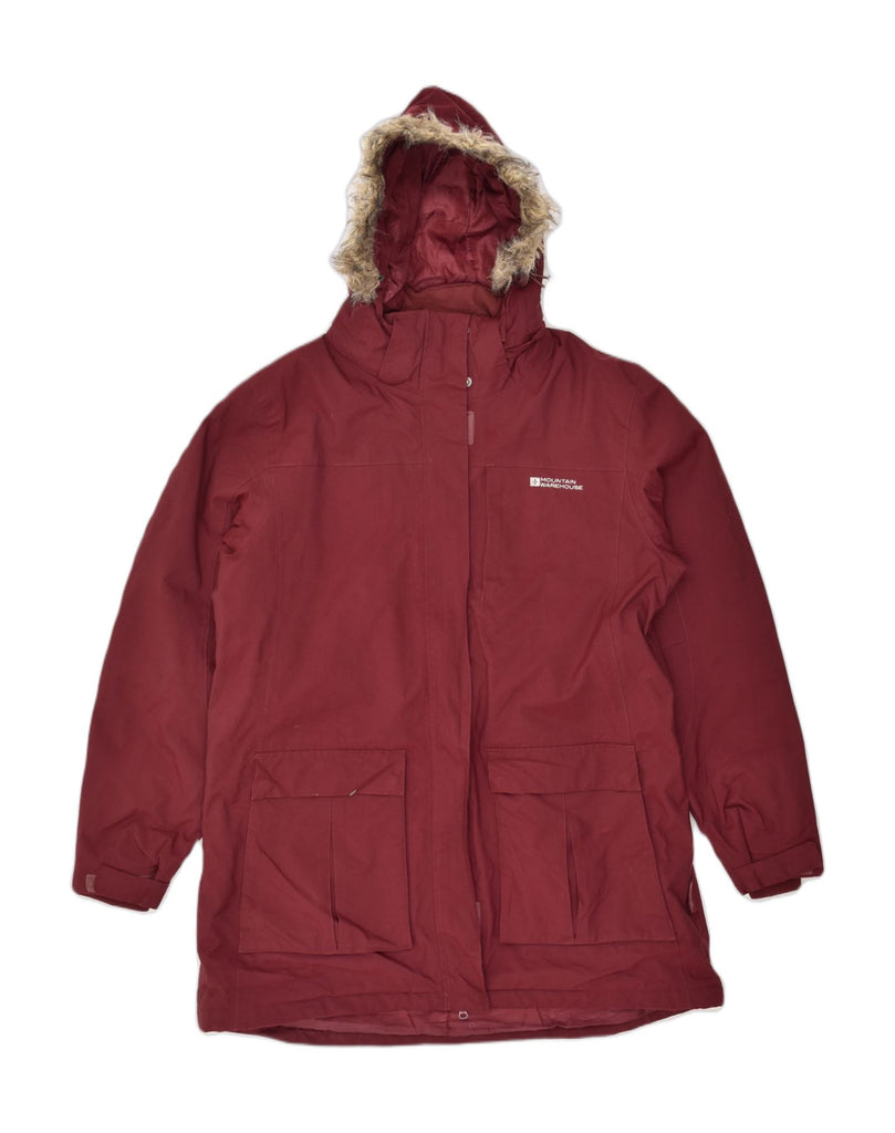 MOUNTAIN WAREHOUSE Womens Hooded Parka Jacket UK 16 Large Maroon Cotton | Vintage Mountain Warehouse | Thrift | Second-Hand Mountain Warehouse | Used Clothing | Messina Hembry 