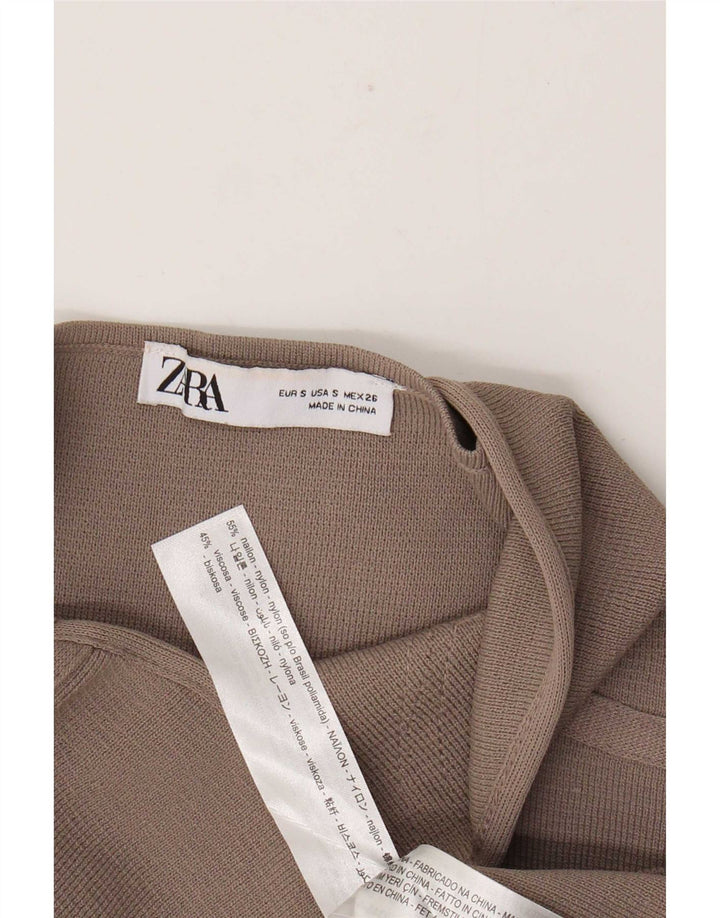Zara Womens Crop Strapless Top UK 8 Small Brown Nylon