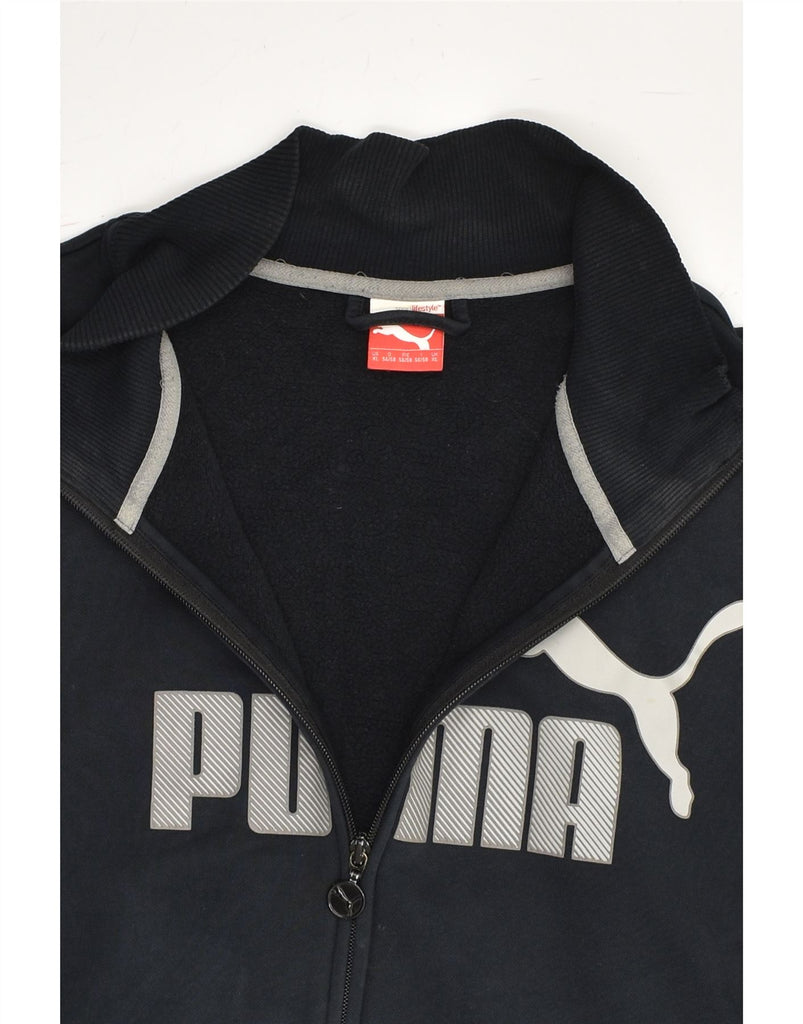 PUMA Mens Graphic Tracksuit Top Jacket XL Black Cotton | Vintage Puma | Thrift | Second-Hand Puma | Used Clothing | Messina Hembry 