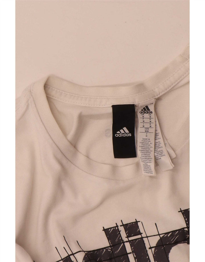Adidas Mens Graphic T-Shirt Top Medium White Cotton