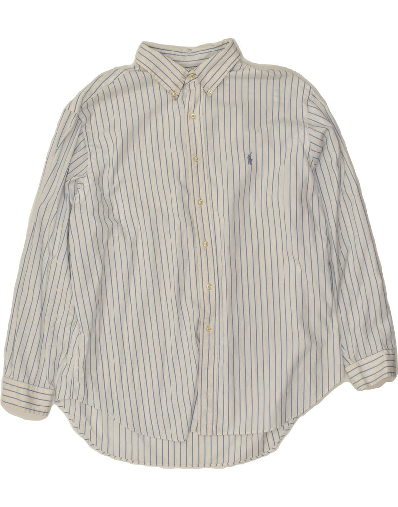 RALPH LAUREN Mens Classic Fit Shirt Size 17 1/2 XL Blue Striped Cotton | Vintage Ralph Lauren | Thrift | Second-Hand Ralph Lauren | Used Clothing | Messina Hembry 