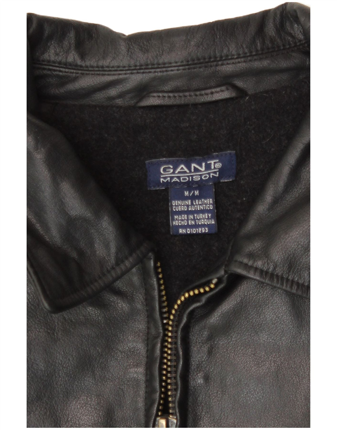 Gant Mens Leather Jacket UK 38 Medium Black Leather