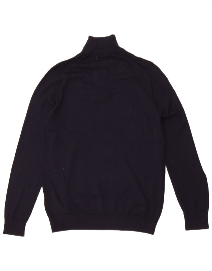 Marks & Spencer Mens Autograph Zip Neck Jumper Sweater Medium Navy Blue
