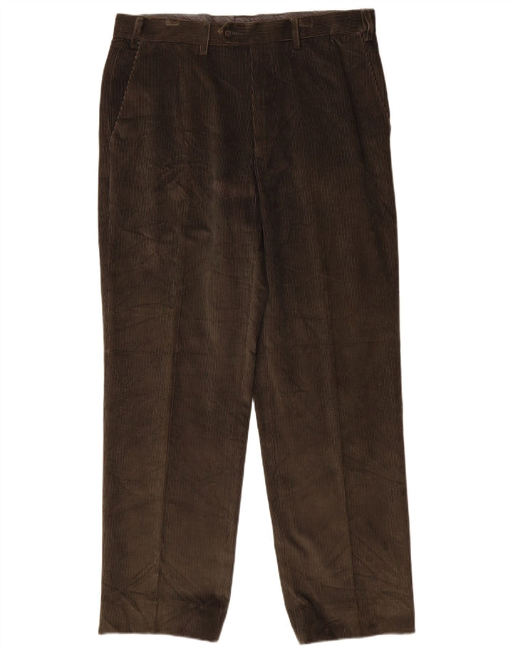 MARKS & SPENCER Mens Straight Corduroy Trousers W34 L31 Brown Cotton