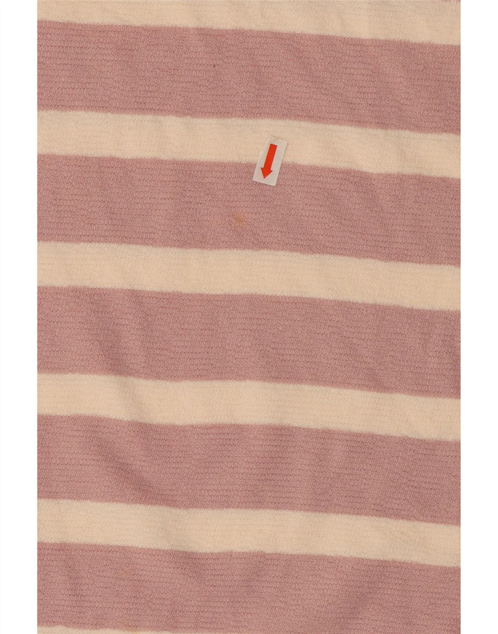 Marks & Spencer Womens Top Long Sleeve UK 14 Large  Pink Striped Cotton