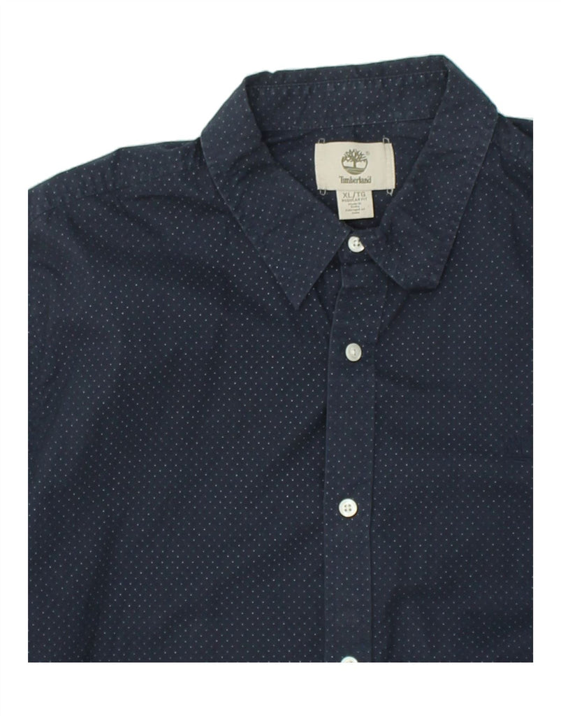 TIMBERLAND Mens Tall Regular Fit Shirt XL Navy Blue Polka Dot Cotton | Vintage Timberland | Thrift | Second-Hand Timberland | Used Clothing | Messina Hembry 