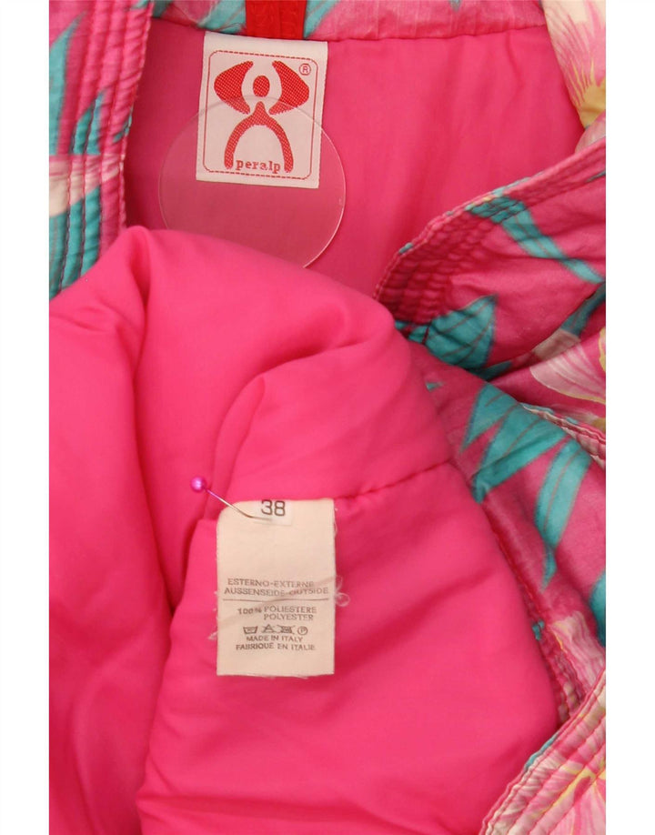 Peralp Womens Windproof Oversized Ski Jacket IT 38 XS Pink Floral Polyester