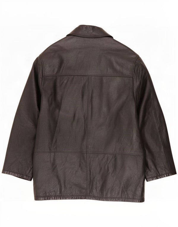 Vintage Mens Leather Coat IT 48 Medium Black