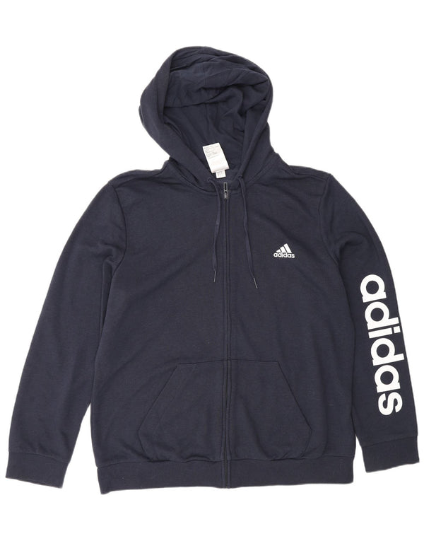 Adidas Womens Graphic Zip Hoodie Sweater UK 20/22 XL Navy Blue Cotton