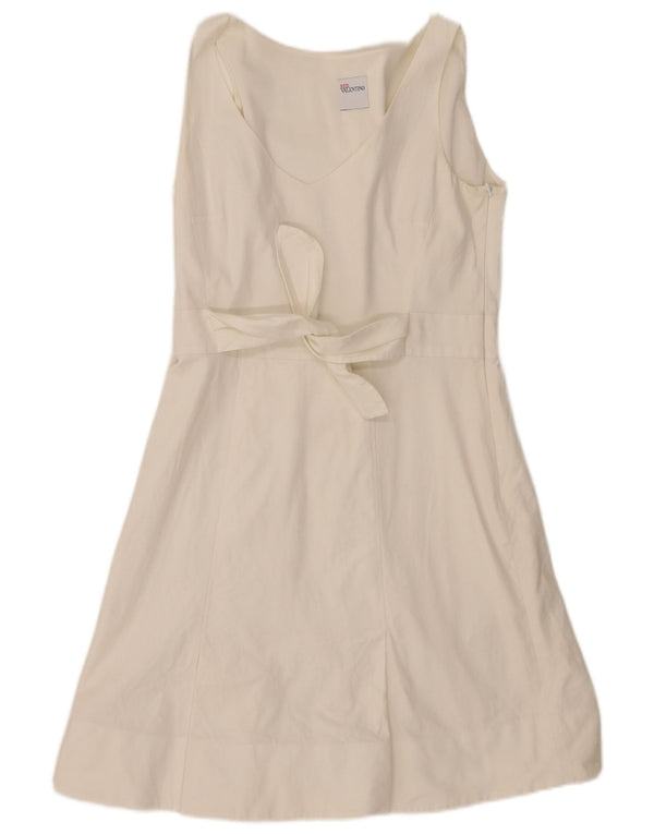 Red Valentino Womens Sleeveless A-Line Dress UK 12 Medium White Cotton