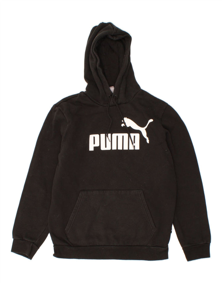PUMA Mens Graphic Hoodie Jumper Small Black Cotton Vintage Puma and Second-Hand Puma from Messina Hembry 
