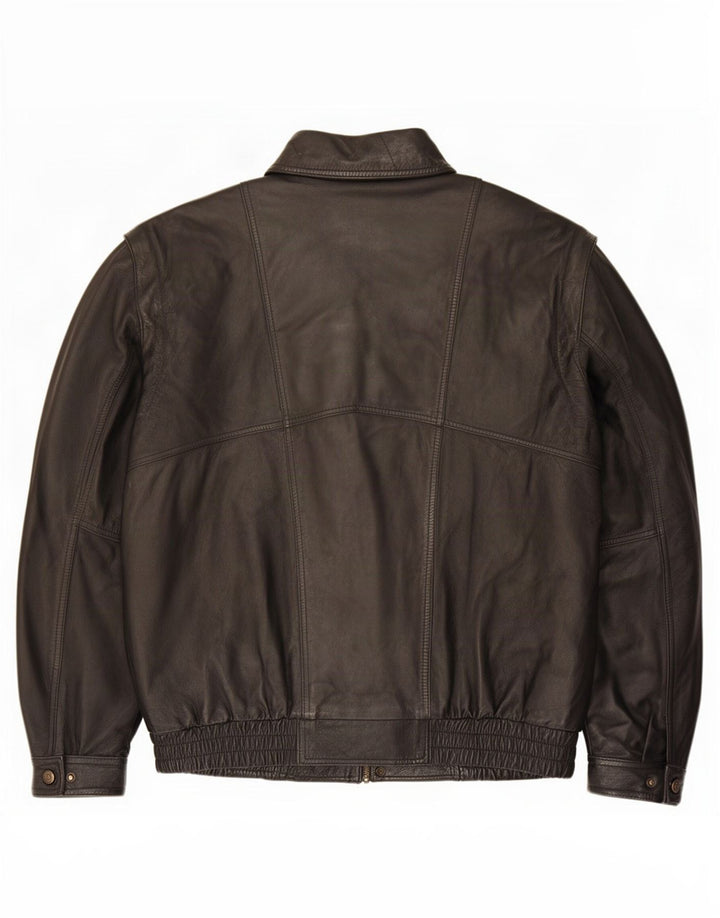 Vintage Mens Faux Leather Jacket UK 40 Large Black Polyester