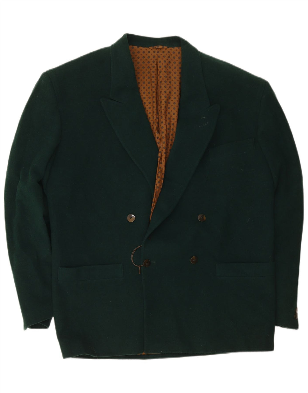 Nazareno Gabrielli Mens Double Breasted Blazer Jacket IT 52 XL Green Wool