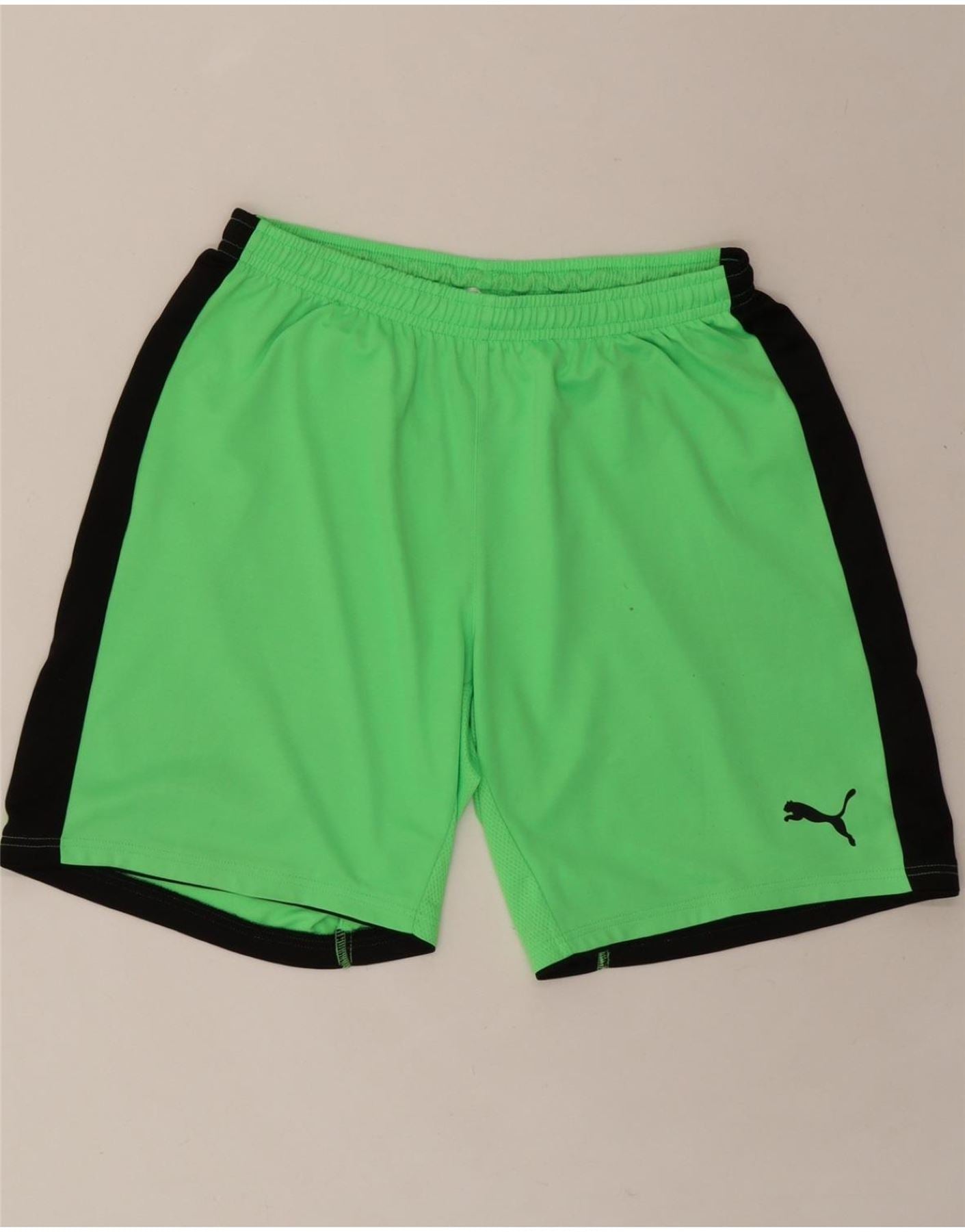 PUMA Mens Sport Shorts XL Green Colourblock Polyester Vintage