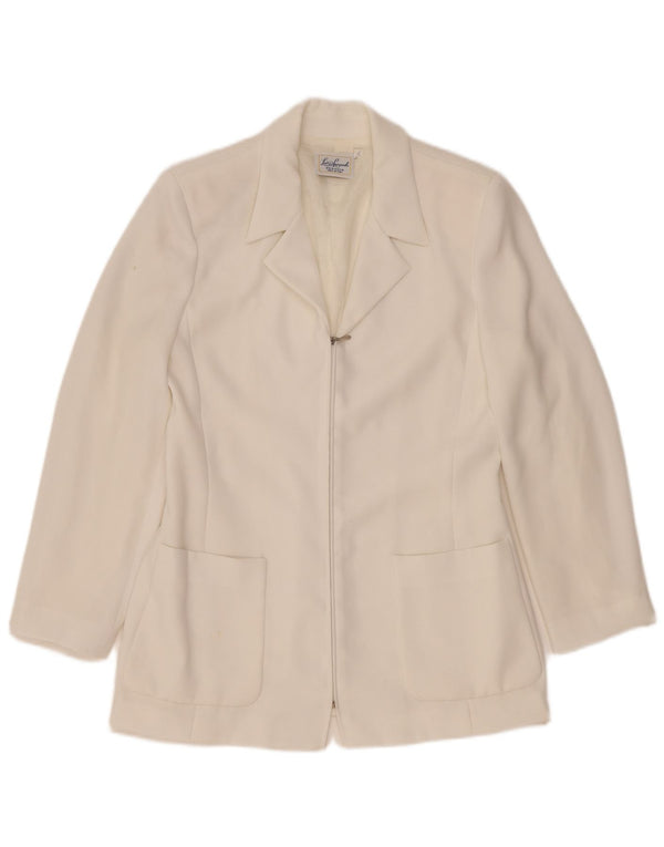 Luisa Spagnoli Womens Full Zip Blazer Jacket IT 44 Medium White Acetate