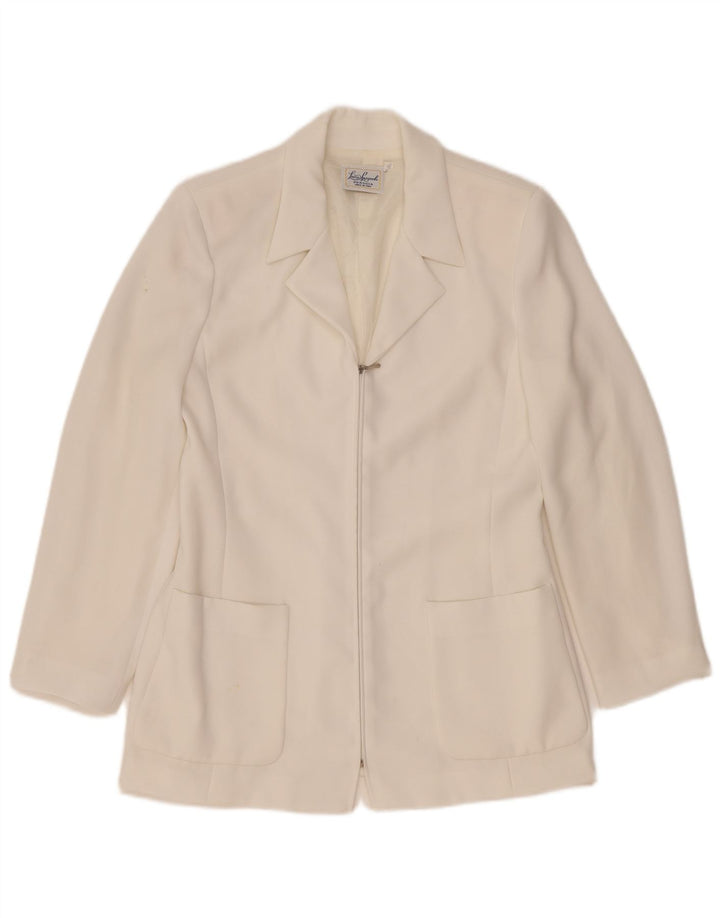 Luisa Spagnoli Womens Full Zip Blazer Jacket IT 44 Medium White Acetate
