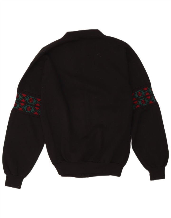 Sporting Club Mens Cardigan Sweater Large Black Geometric