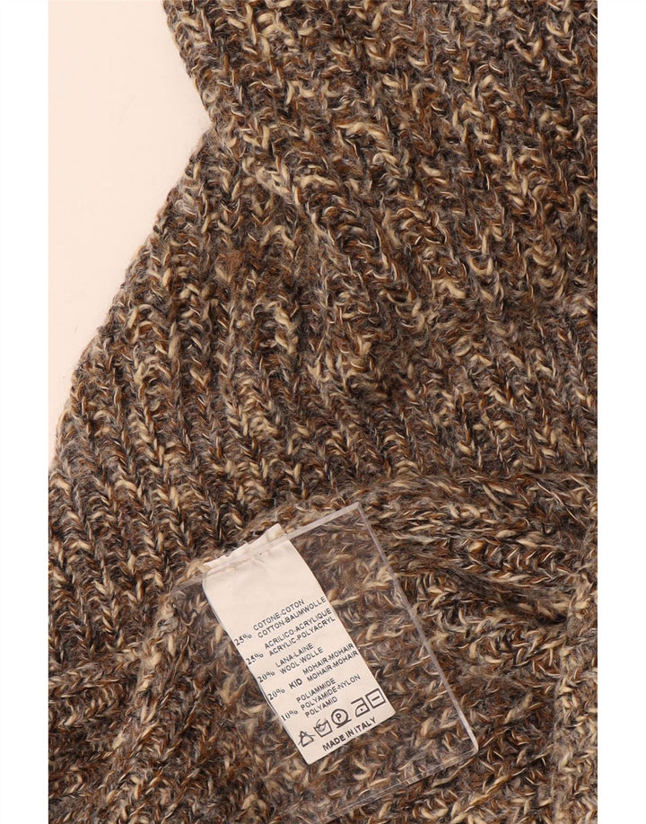 VINTAGE Womens Oversized V-Neck Jumper Sweater UK 18 XL Brown Flecked