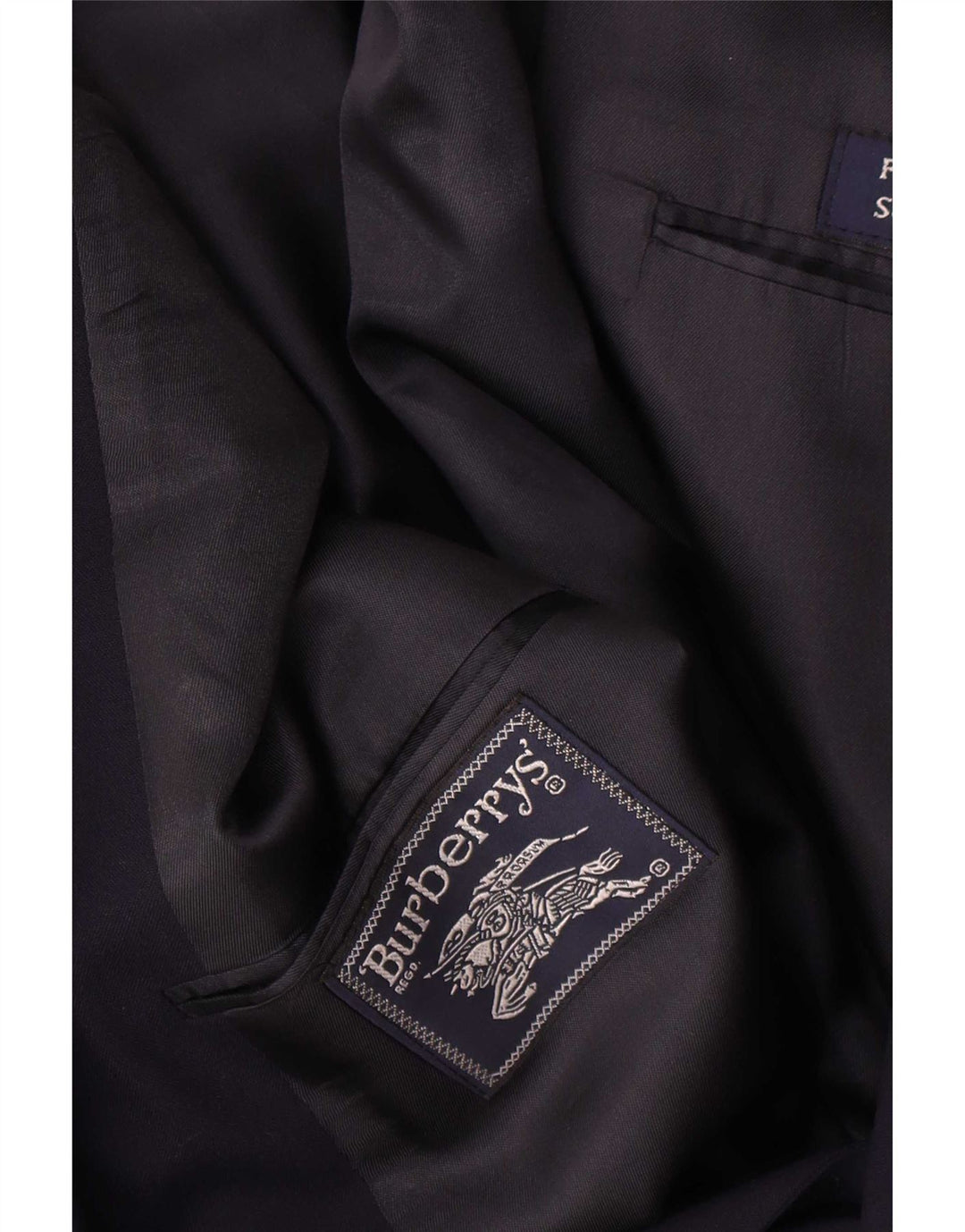 Burberrys Mens Double Breasted Blazer Jacket UK 40 Large Navy Blue Wool