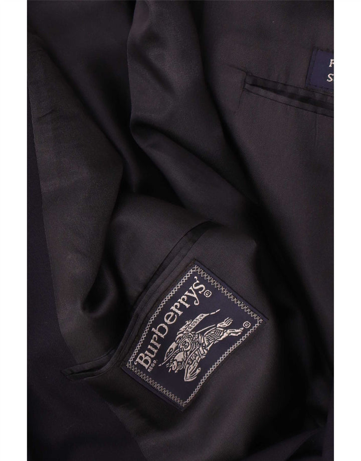Burberrys Mens Double Breasted Blazer Jacket UK 40 Large Navy Blue Wool