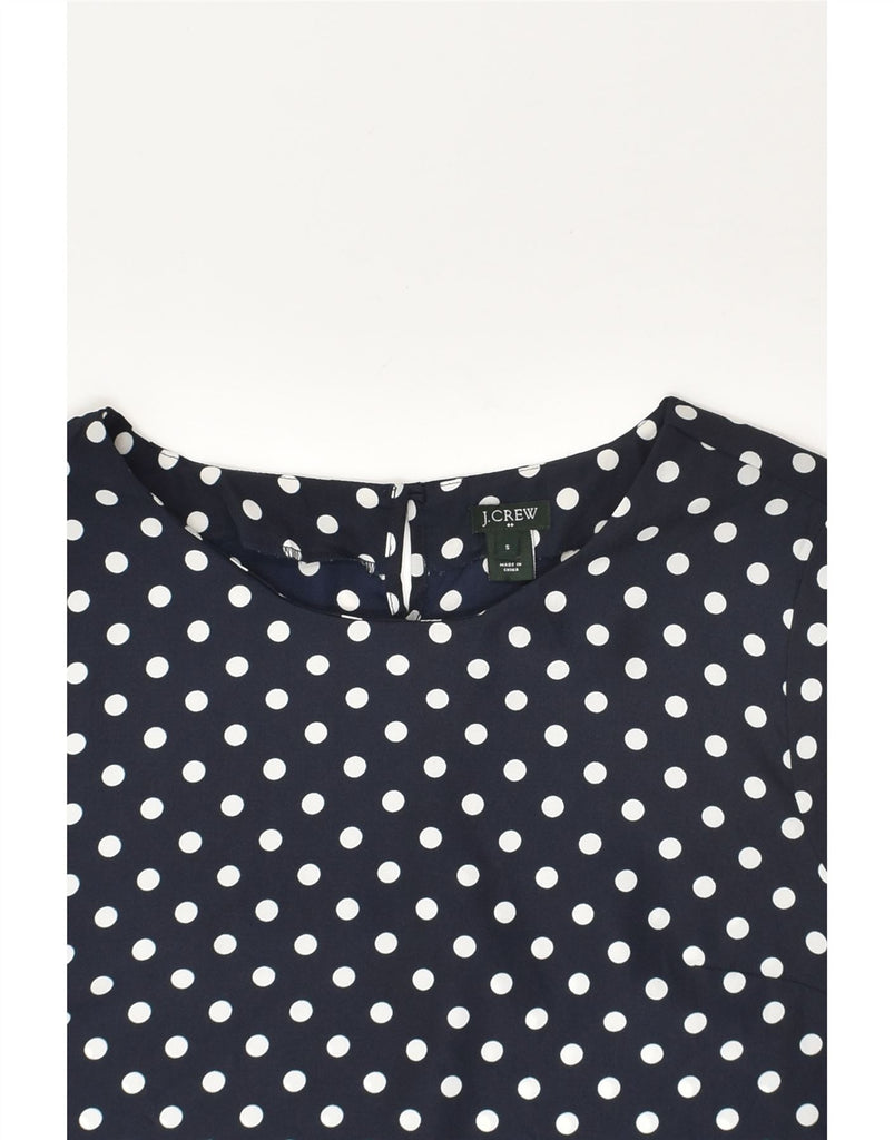 J. CREW Womens Blouse Top UK 10 Small Navy Blue Polka Dot Polyester | Vintage J. Crew | Thrift | Second-Hand J. Crew | Used Clothing | Messina Hembry 