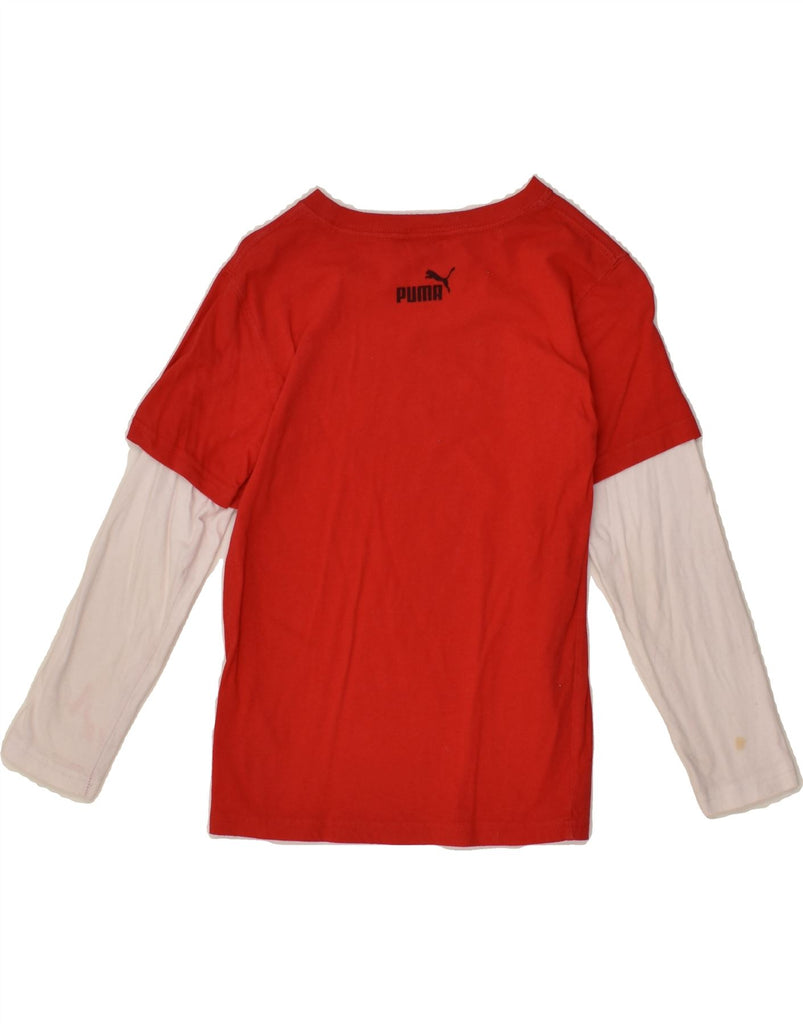 PUMA Boys Graphic Top Long Sleeve 6-7 Years Red Colourblock Cotton | Vintage Puma | Thrift | Second-Hand Puma | Used Clothing | Messina Hembry 