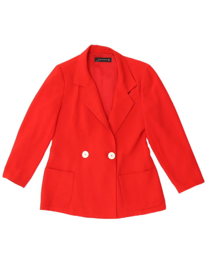 Zara Womens Double Breasted Blazer Jacket UK 14 Large Red Polyester