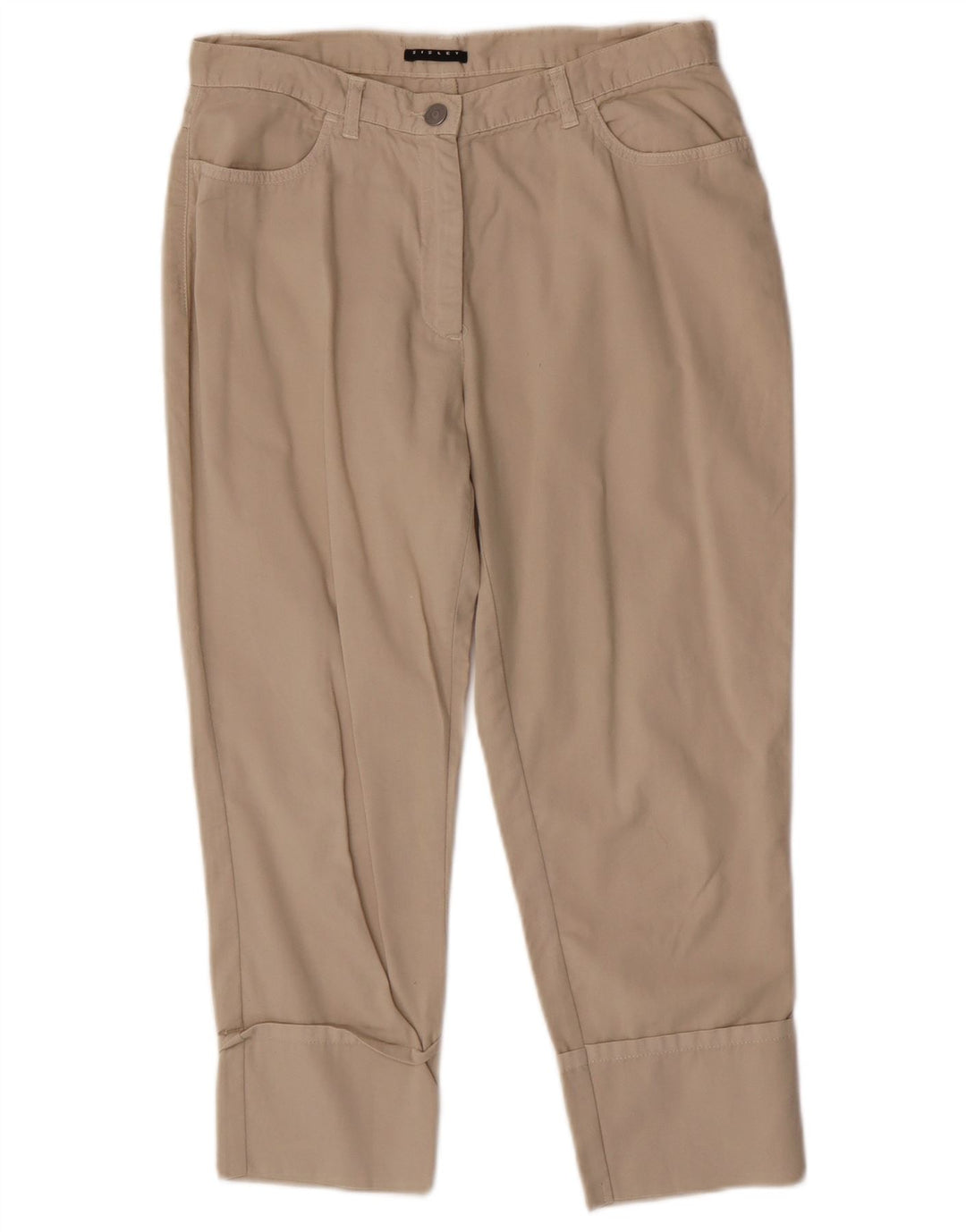 Sisley Womens Tapered Capri Trousers IT 44 Medium W28 L22 Beige Cotton