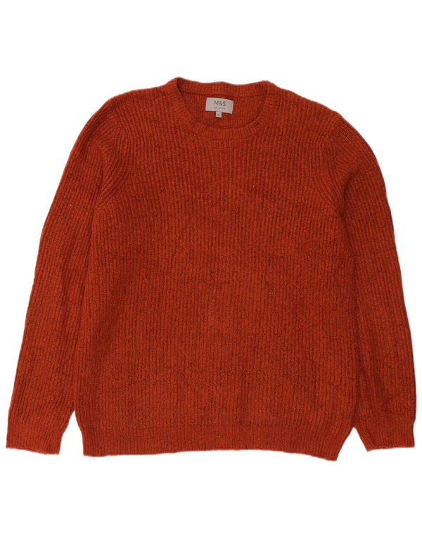 Marks & Spencer Mens Crew Neck Jumper Sweater Medium Burgundy Acrylic
