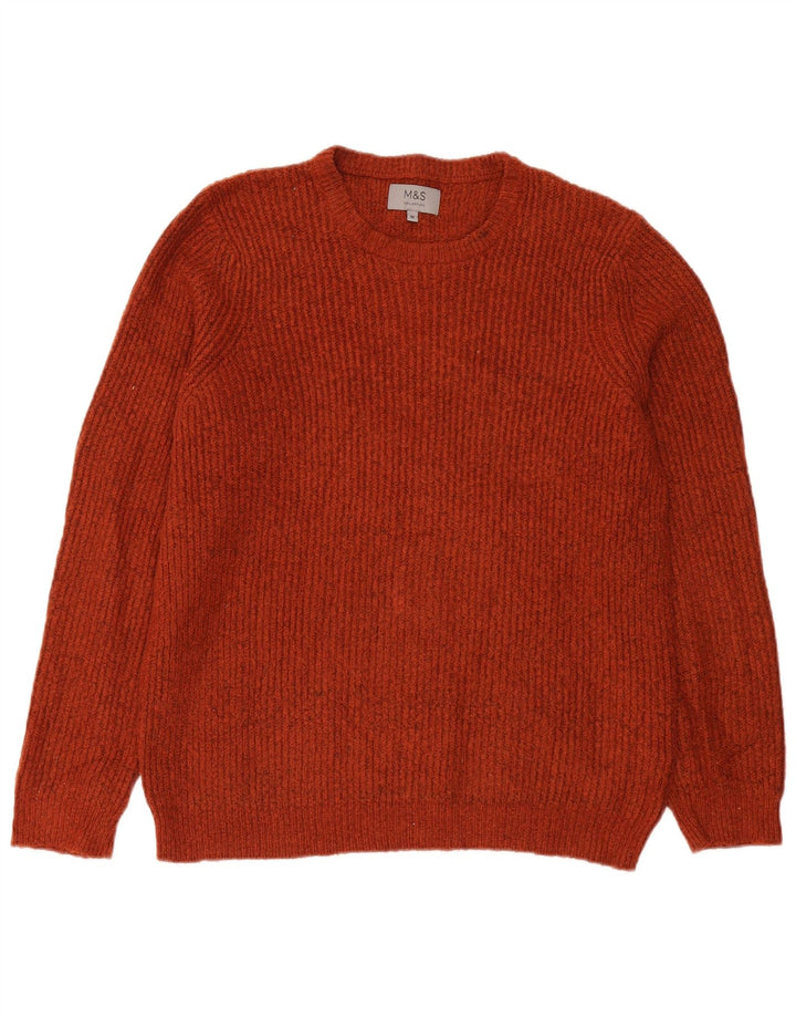 Marks & Spencer Mens Crew Neck Jumper Sweater Medium Burgundy Acrylic