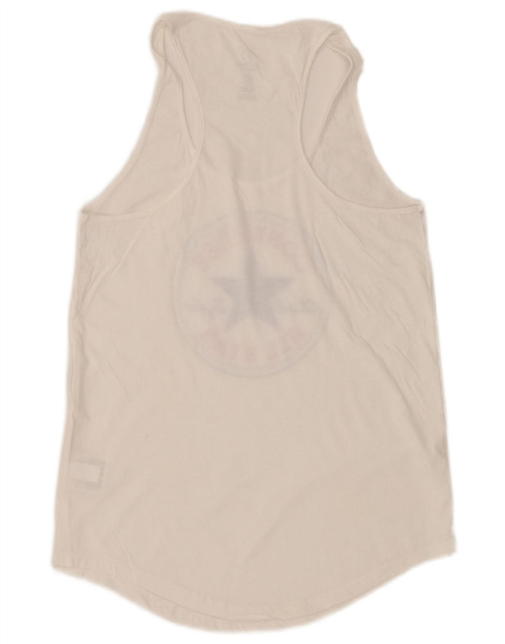 CONVERSE Womens Classic Fit Graphic Vest Top UK 6 XS White Cotton
