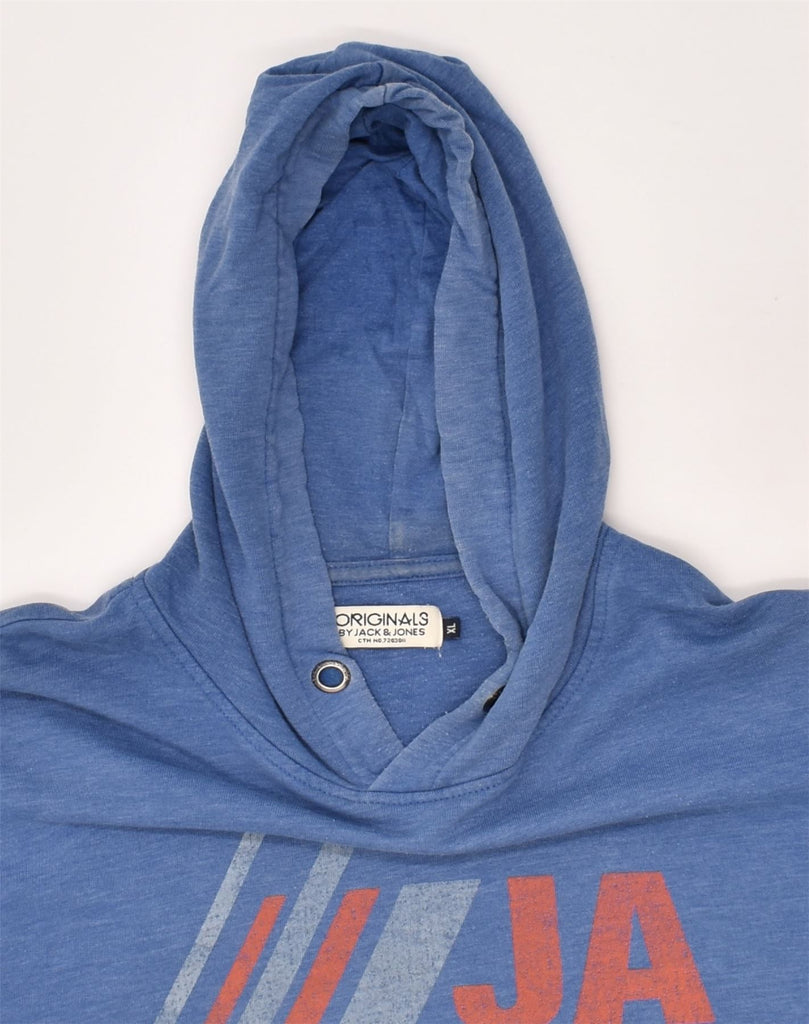 JACK & JONES Mens Graphic Hoodie Jumper XL Blue Cotton | Vintage Jack & Jones | Thrift | Second-Hand Jack & Jones | Used Clothing | Messina Hembry 