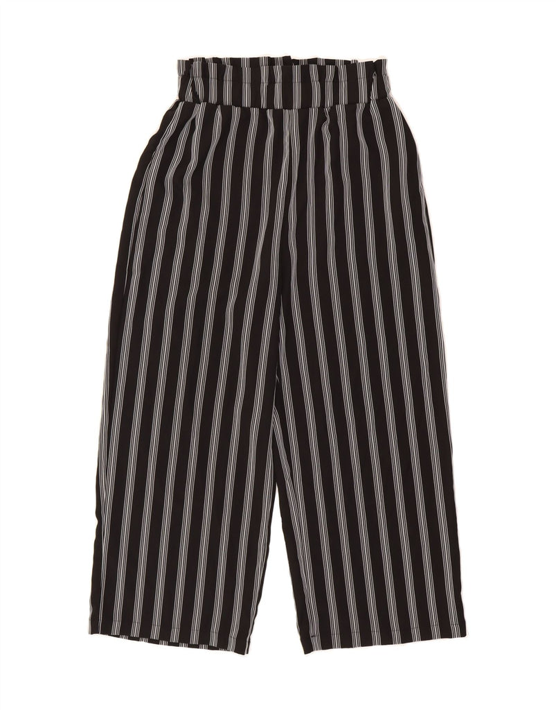 ZARA Womens Straight Cropped Trousers UK 12 Medium W30 L24 Black Striped Vintage Zara and Second-Hand Zara from Messina Hembry 