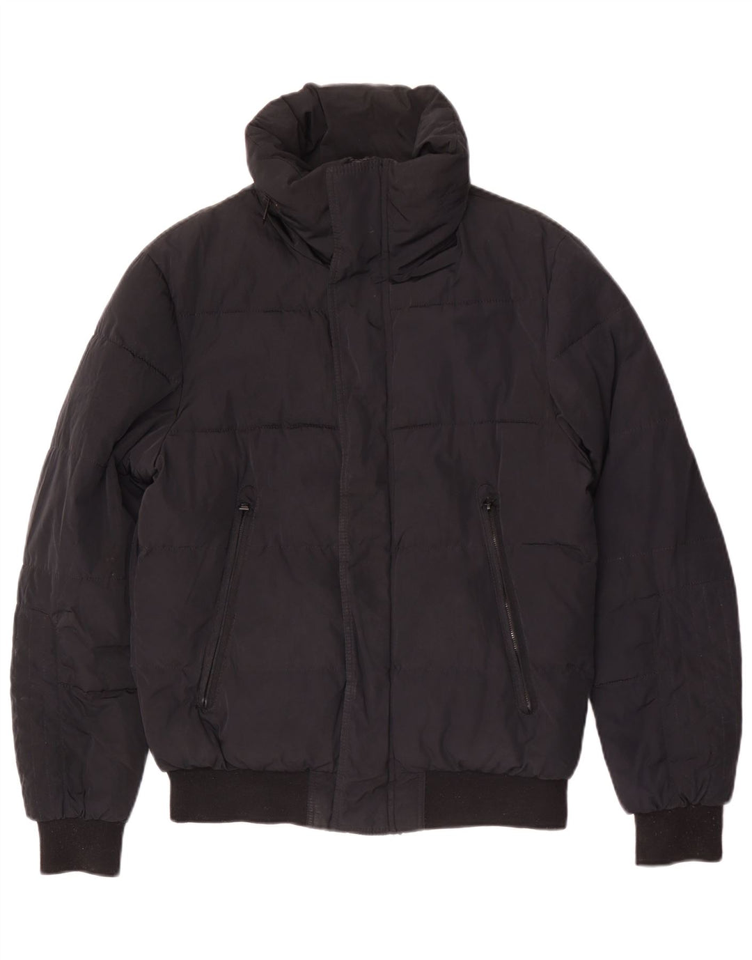 Zara Mens Hooded Padded Jacket UK 40 Large Black