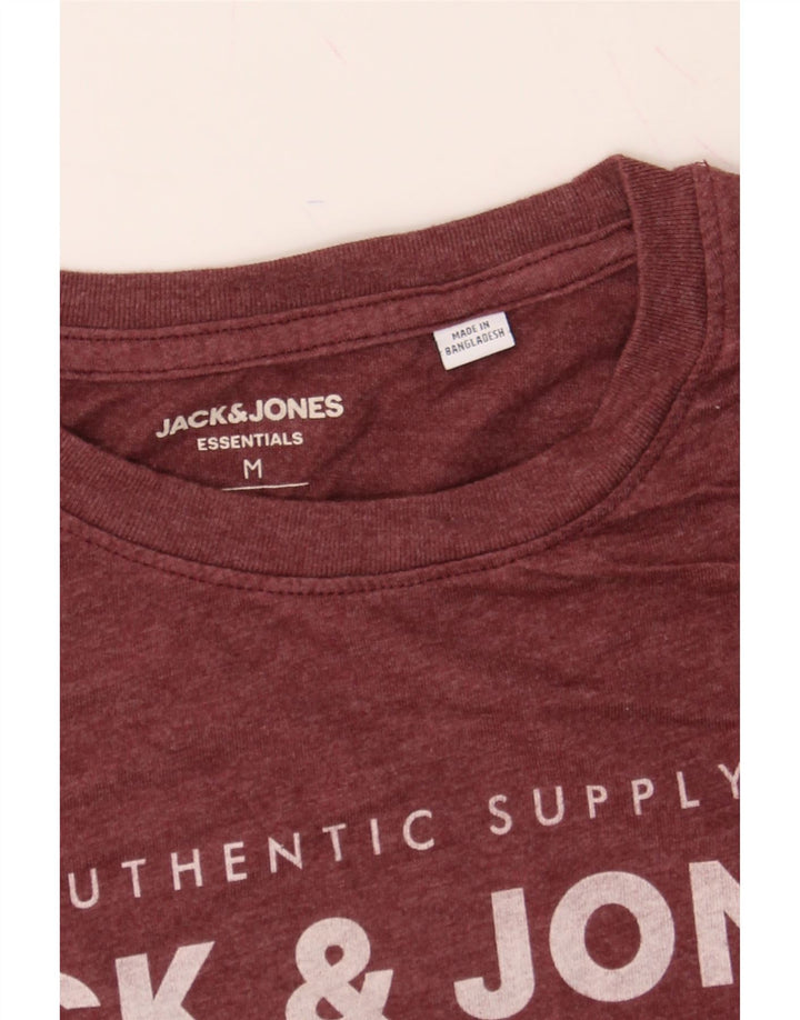 JACK & JONES Mens Graphic T-Shirt Top Medium Burgundy Cotton Vintage Jack & Jones and Second-Hand Jack & Jones from Messina Hembry 