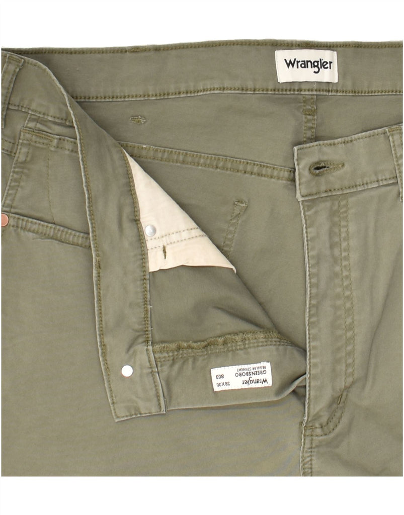 WRANGLER Mens Tapered Casual Trousers W38 L29 Khaki Cotton | Vintage Wrangler | Thrift | Second-Hand Wrangler | Used Clothing | Messina Hembry 