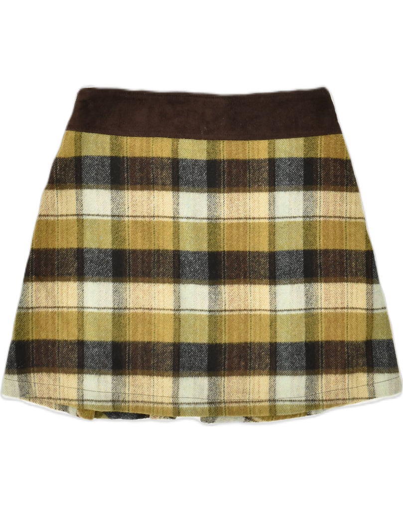 MARLBORO CLASSICS Womens A-Line Skirt EU 40 Medium W30  Khaki Check Wool | Vintage Marlboro Classics | Thrift | Second-Hand Marlboro Classics | Used Clothing | Messina Hembry 