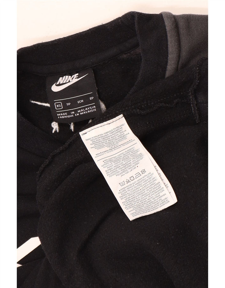 NIKE Mens Graphic Sweatshirt Jumper XS Black Colourblock Cotton