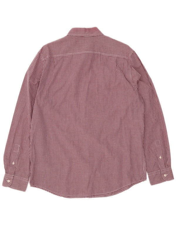 Chaps Mens Custom Fit Shirt Large Red Gingham Cotton