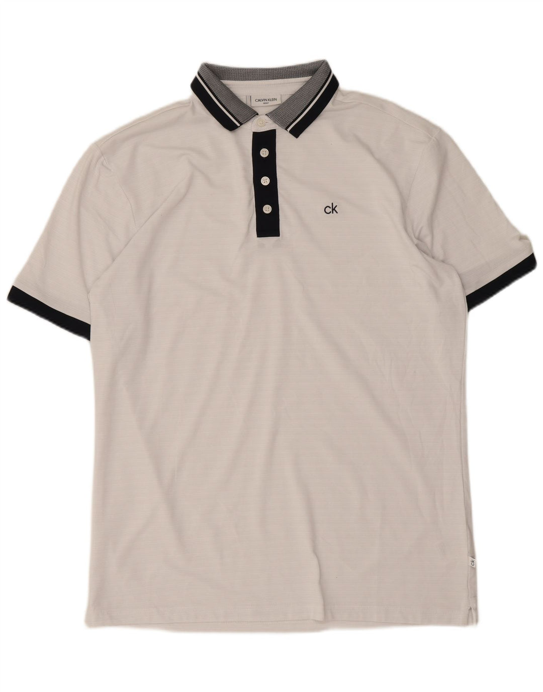 Calvin Klein Mens Golf Polo Shirt Medium White Colourblock Polyester
