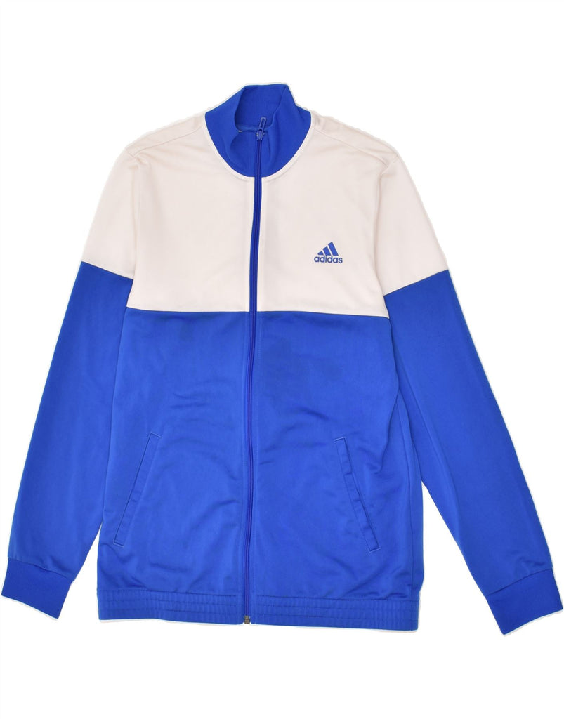 ADIDAS Boys Graphic Tracksuit Top Jacket 15-16 Years Blue Colourblock | Vintage Adidas | Thrift | Second-Hand Adidas | Used Clothing | Messina Hembry 