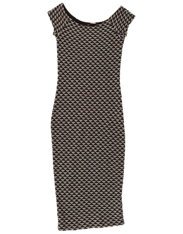 Zara Womens Bodycon Dress UK 8 Small Black Geometric