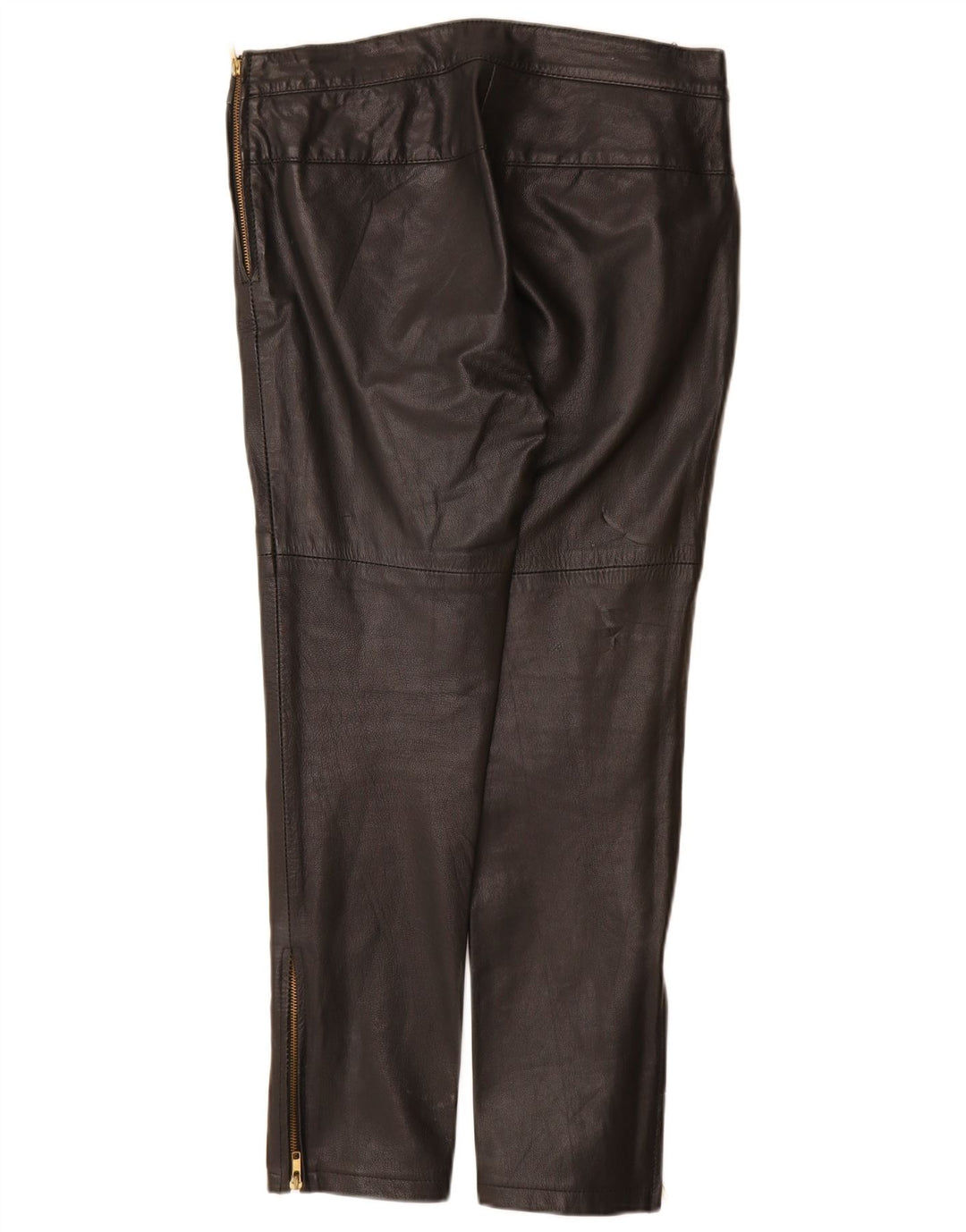 Vintage Womens Slim Leather Trousers Large W30 L28 Black Leather