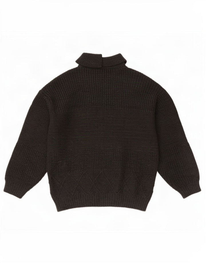 Vintage Mens Polo Neck Jumper Sweater Medium Grey Wool