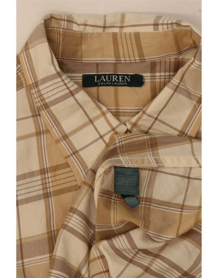 Ralph Lauren Mens Flannel Shirt Medium Beige Check Cotton