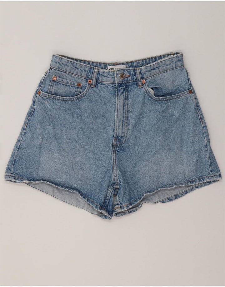 ZARA Womens Distressed Denim Shorts EU 40 Medium W30  Blue Cotton