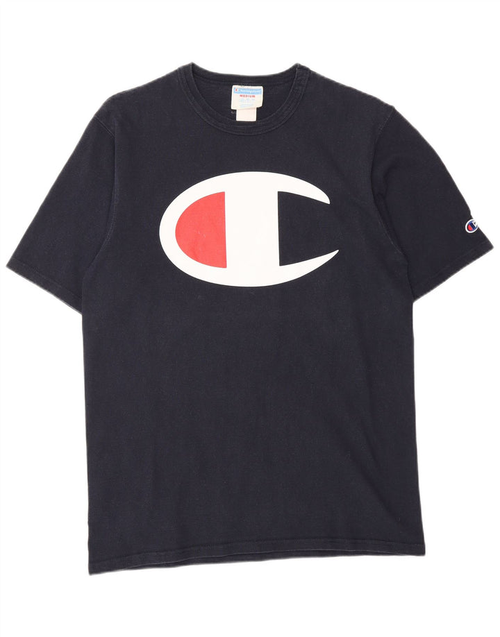 CHAMPION Mens Graphic T-Shirt Top Medium Navy Blue