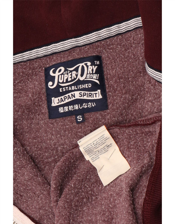 Superdry Mens Graphic Zip Hoodie Sweater Small Maroon Cotton